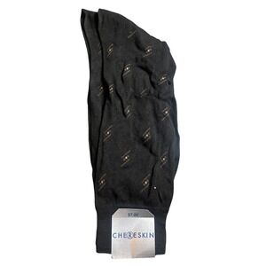 Chereskin Dress Socks Mens Size 10-13 Black New Geometric Cotton Blend USA Made
